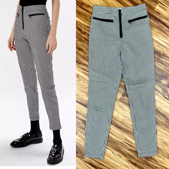 Urban Outfitters Black and White Check Stretch Pants - Picture 1 of 8